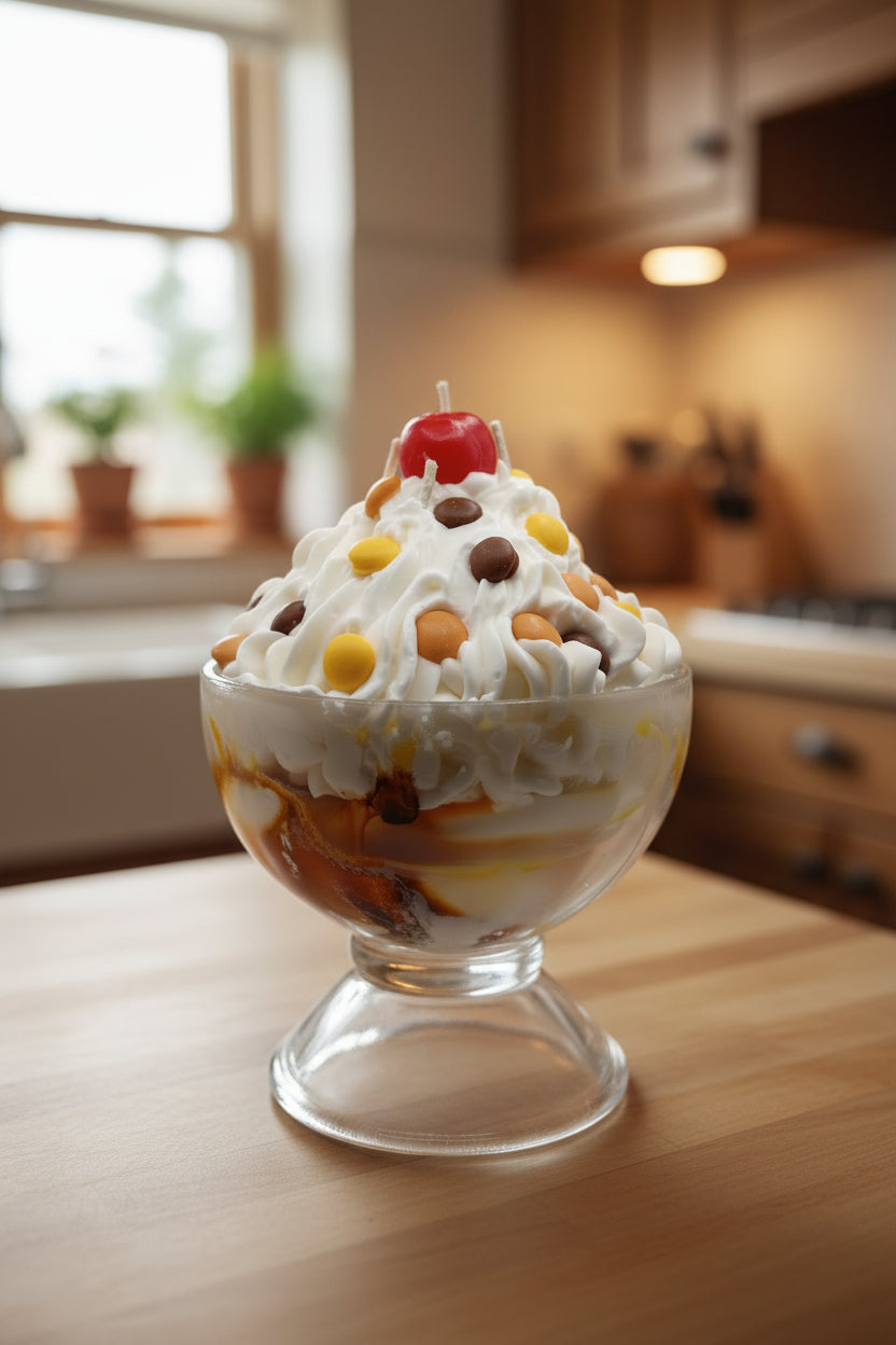 Reeses Pieces-type Sundae Candle