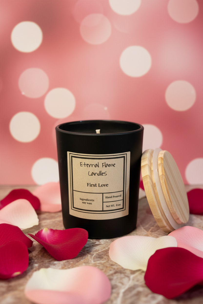 First Love Candle with Romantic Background